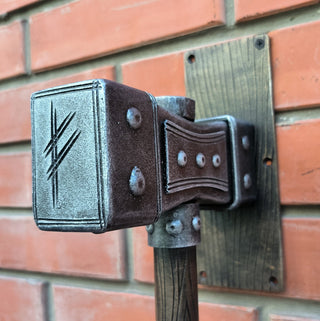 Forged Iron Hammer Door Handle: Viking Barn Door Pull