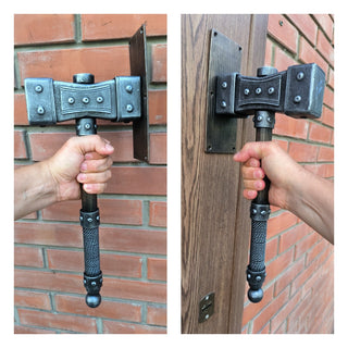 Forged Iron Hammer Door Handle: Viking Barn Door Pull