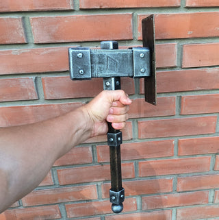 Forged Iron Hammer Door Handle: Viking Barn Door Pull