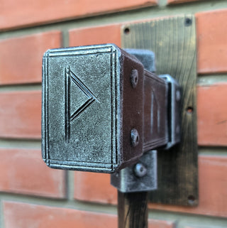 Forged Iron Hammer Door Handle: Viking Barn Door Pull