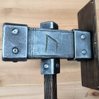 Forged Iron Hammer Door Handle: Viking Barn Door Pull