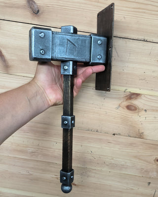 Forged Iron Hammer Door Handle: Viking Barn Door Pull