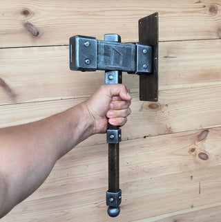 Forged Iron Hammer Door Handle: Viking Barn Door Pull