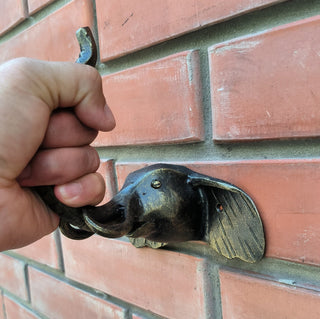 Hand Forged Elephant Door Handle: Wrought Iron Barn Door Decor