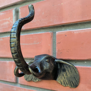 Elephant door handle, door handle, metal handle, hand forged handle, barn door handle, door decor, wrought hardware, metal forged handle