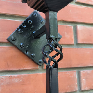 Handmade Forged Black Wall Sconce: Medieval Torch Light