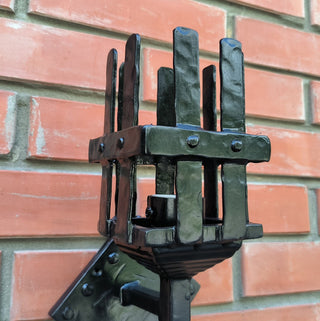Handmade Forged Black Wall Sconce: Medieval Torch Light