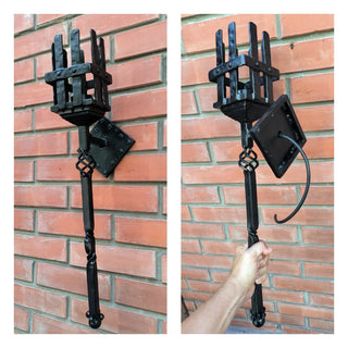 Handmade Forged Black Wall Sconce: Medieval Torch Light