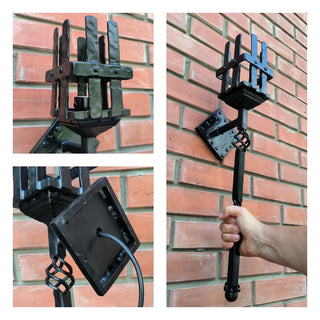 Handmade Forged Black Wall Sconce: Medieval Torch Light