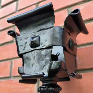 Hand Forged Medieval Wall Sconce: Viking Torch Lantern