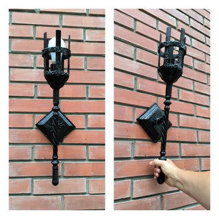 Hand Forged Black Wall Sconce: Medieval Torch Style