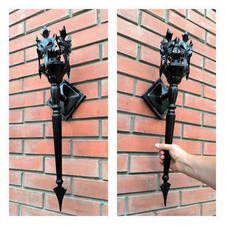 Handmade Forged Steel Wall Sconce: Medieval Torch Light