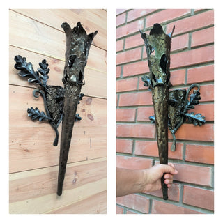 Handmade Gothic Torch Wall Sconce: Iron Light Fixture