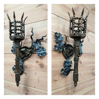 Wall sconce light fixture torch, Gothic style sconce, Wall sconce decor