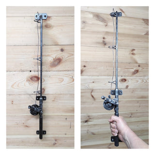Hand Forged Fishing Rod Door Handle: Unique Iron Door Pull (30")