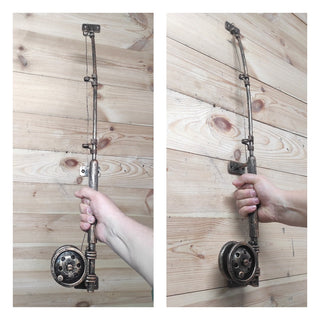 Hand Forged Fishing Rod Door Handle: Rustic Iron Barn Decor