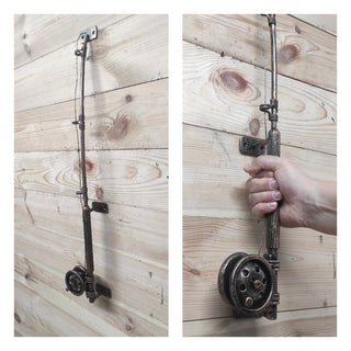 Hand Forged Fishing Rod Door Handle: Rustic Iron Barn Decor