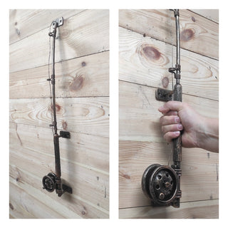 Fishing rod Door Handle, Unique handcrafted door handle, Unusual door decor, Barn Door Handle, Iron Door Pull