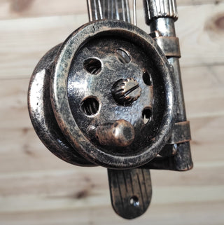 Hand Forged Fishing Rod Door Handle: Unique Iron Barn Door Pull