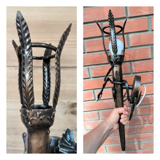 Handmade Metal Torch Wall Sconce: Decorative Accent Light