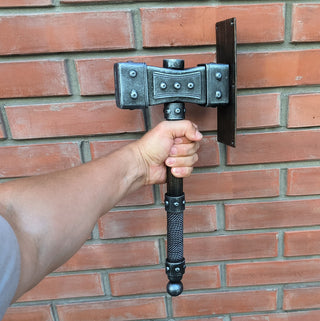Forged Iron Hammer Door Handle: Viking Barn Door Pull
