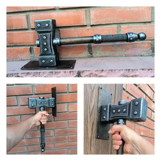 Forged Iron Hammer Door Handle: Viking Barn Door Pull