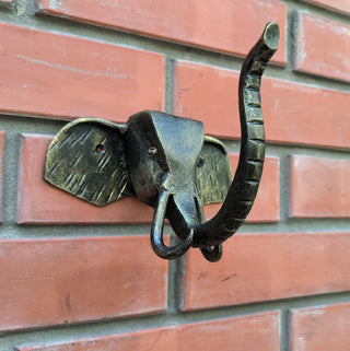 Elephant door handle, door handle, metal handle, hand forged handle, barn door handle, door decor, wrought hardware, metal forged handle