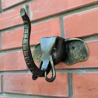 Elephant door handle, door handle, metal handle, hand forged handle, barn door handle, door decor, wrought hardware, metal forged handle