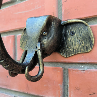 Elephant door handle, door handle, metal handle, hand forged handle, barn door handle, door decor, wrought hardware, metal forged handle