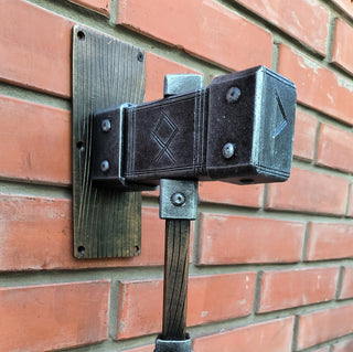 Forged Iron Hammer Door Handle: Viking Barn Door Pull