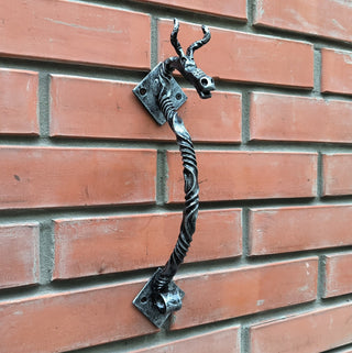Hand Forged Dragon Door Handle: Wrought Iron Barn Door Decor