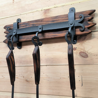 Hand Forged Fireplace Tools Set: Poker, Shovel & Broom