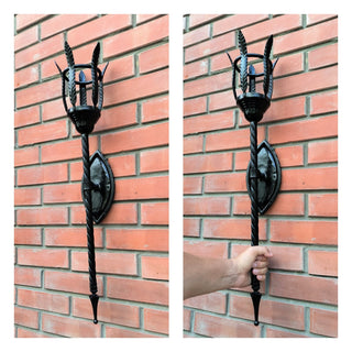 Handmade Metal Torch Wall Sconce: Gothic Medieval Lighting
