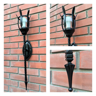 Handmade Metal Torch Wall Sconce: Gothic Medieval Lighting