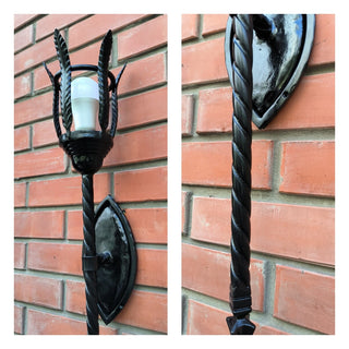 Handmade Metal Torch Wall Sconce: Gothic Medieval Lighting