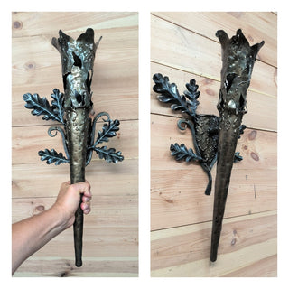 Handmade Gothic Torch Wall Sconce: Iron Light Fixture