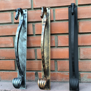 Door handle, horse door handle, metal handle, hand forged handle, barn door handle, door decor, wrought hardware, metal forged handle