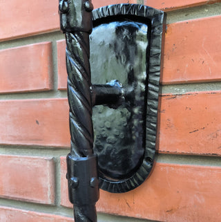 Handmade Forged Wall Sconce: Black Iron Accent Light