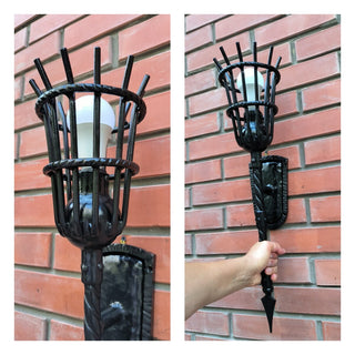 Handmade Forged Wall Sconce: Black Iron Accent Light