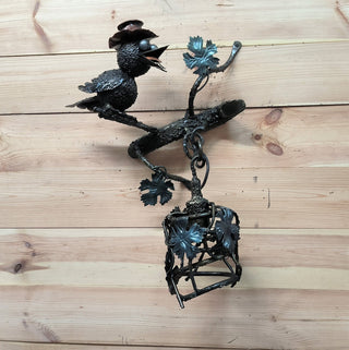 Handmade Raven Wall Lamp: Whimsical Bird Light