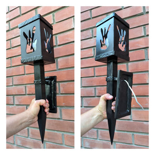 Hand Forged Black Steel Wall Sconce: Decorative Torch Light