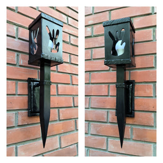 Hand Forged Black Steel Wall Sconce: Decorative Torch Light