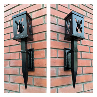 Hand Forged Black Steel Wall Sconce: Decorative Torch Light