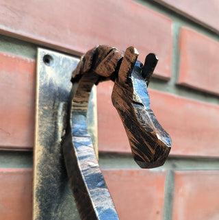 Door handle, horse door handle, metal handle, hand forged handle, barn door handle, door decor, wrought hardware, metal forged handle