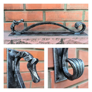 Door handle, horse door handle, metal handle, hand forged handle, barn door handle, door decor, wrought hardware, metal forged handle