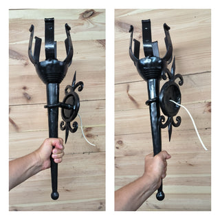 Handmade Forged Steel Wall Sconce: Medieval Torch Light