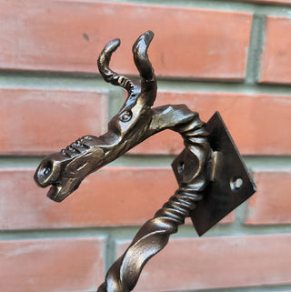 Dragon door handle, door handle, metal handle, hand forged handle, barn door handle, door decor, wrought hardware, metal forged handle