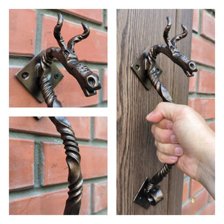 Dragon door handle, door handle, metal handle, hand forged handle, barn door handle, door decor, wrought hardware, metal forged handle