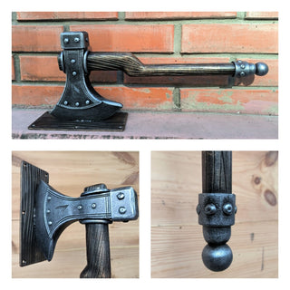 Forged Iron Axe Door Handle: Viking Barn Door Pull