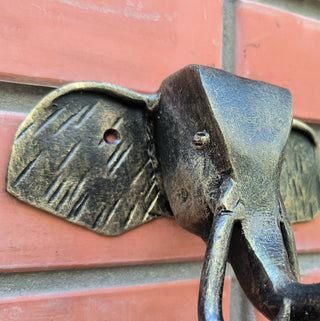 Elephant door handle, door handle, metal handle, hand forged handle, barn door handle, door decor, wrought hardware, metal forged handle